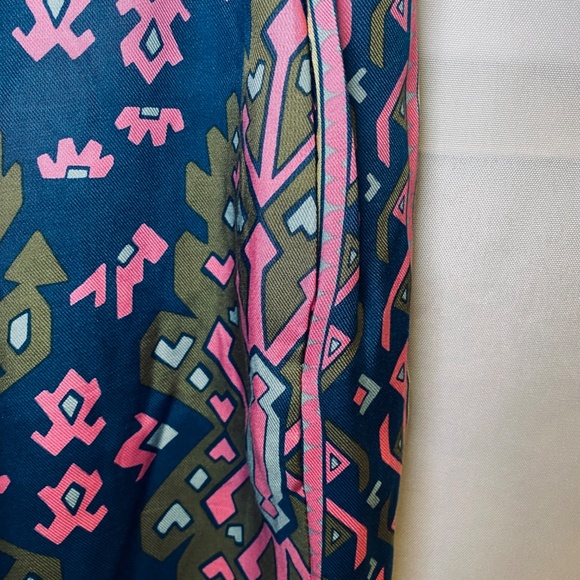 Boden geo print wide leg pant in blue, green and pink. Sz 12 - Picture 6 of 9